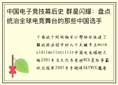 中国电子竞技幕后史 群星闪耀：盘点统治全球电竞舞台的那些中国选手